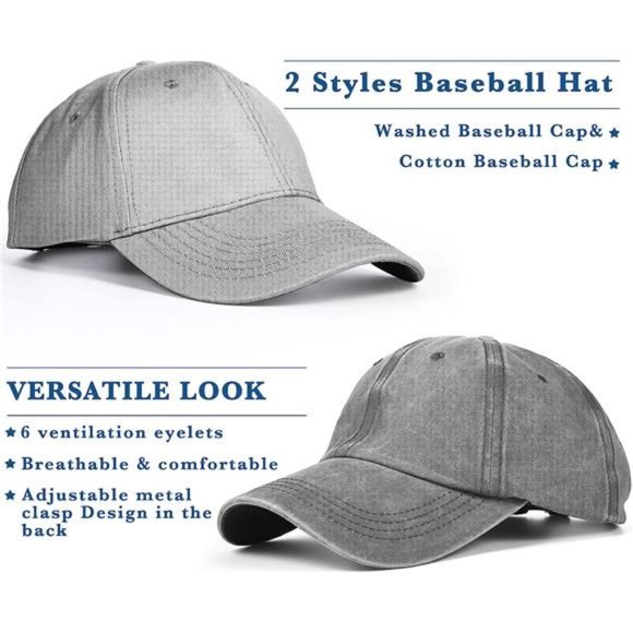 12 Pcs Baseball Caps for Women Men Washed Baseball Hat Adjustable Cotton - Picture 2 of 7